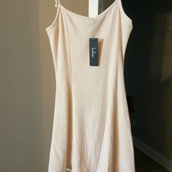 Lulu’s Flare For Life Cream Ribbed Knit Sleeveless Mini Dress - Picture 4 of 7